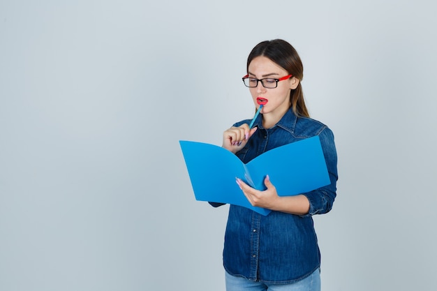 Expressive young woman posing