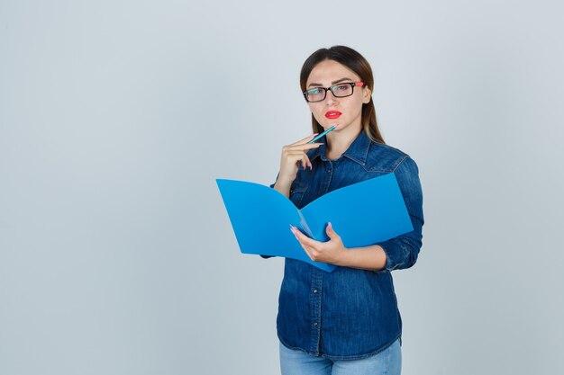 Expressive young woman posing