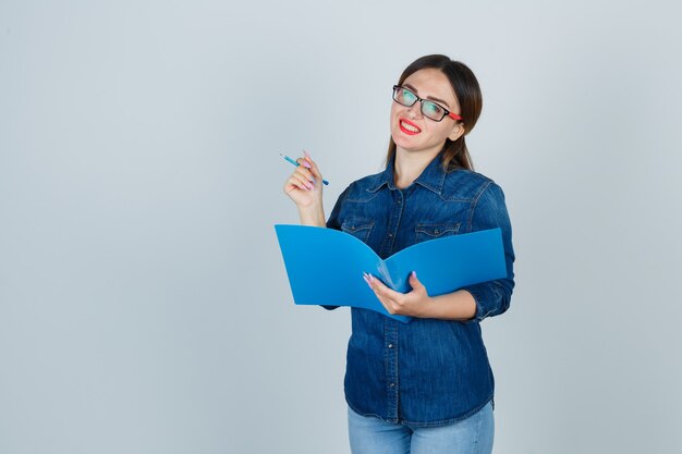 Expressive young woman posing