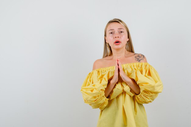 Expressive young woman posing