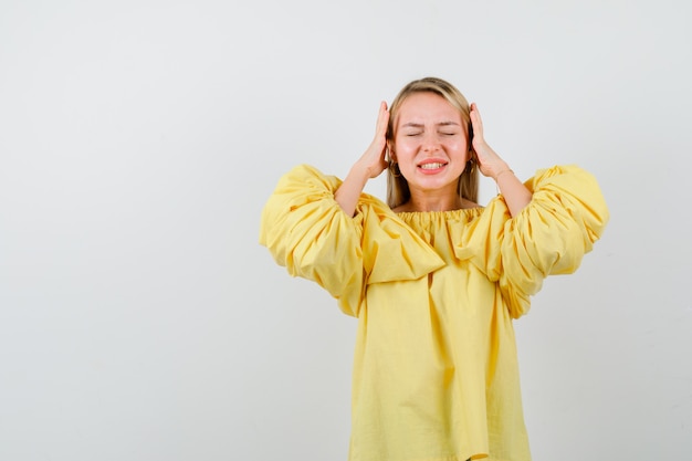 Expressive young woman posing