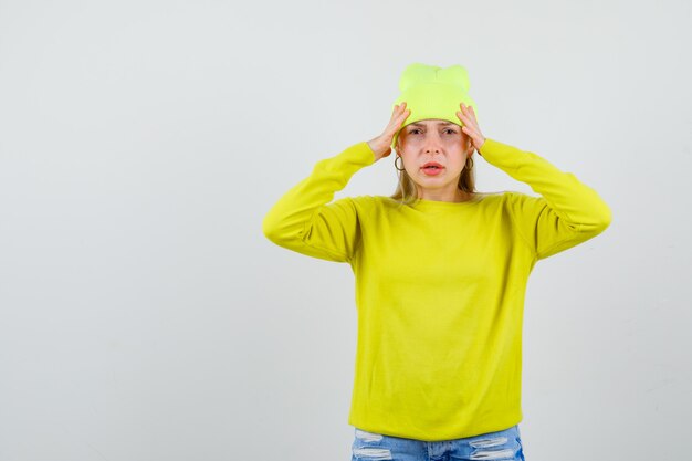 Expressive young woman posing