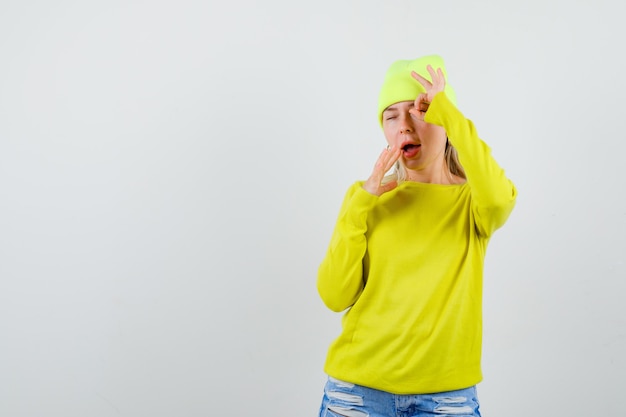 Expressive young woman posing