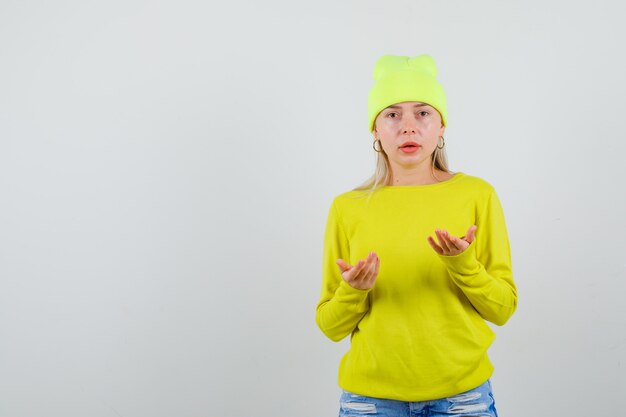 Expressive young woman posing