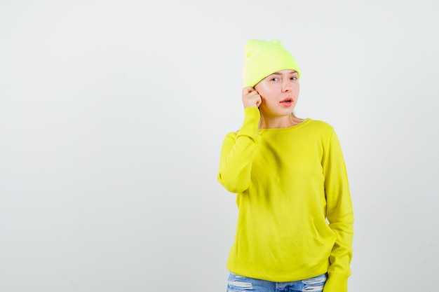 Expressive young woman posing