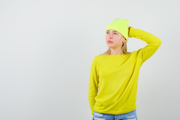 Expressive young woman posing