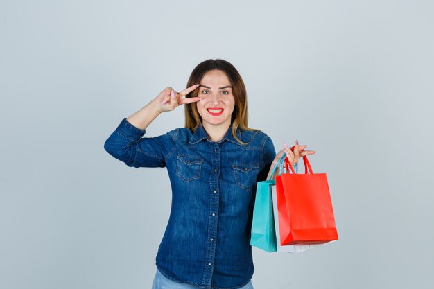 Expressive young woman posing