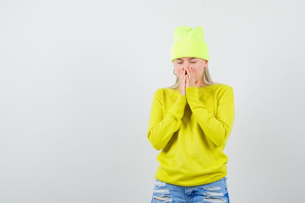 Expressive young woman posing