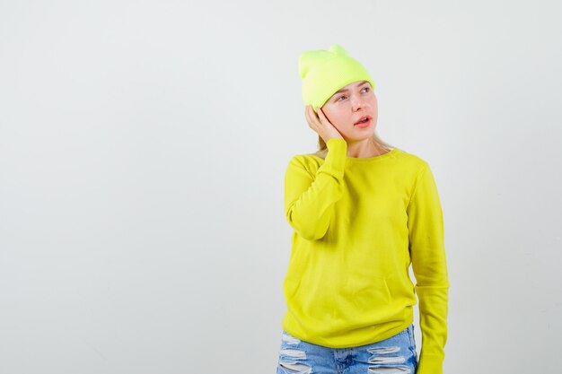 Expressive young woman posing