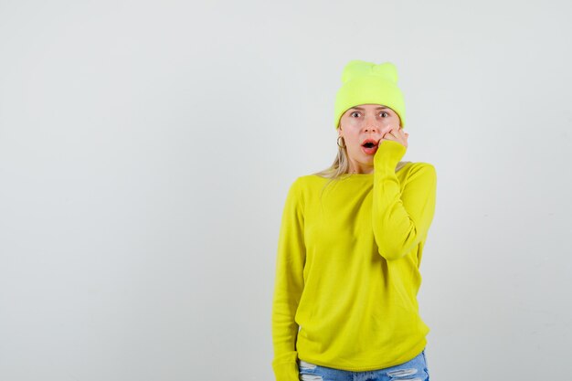 Expressive young woman posing