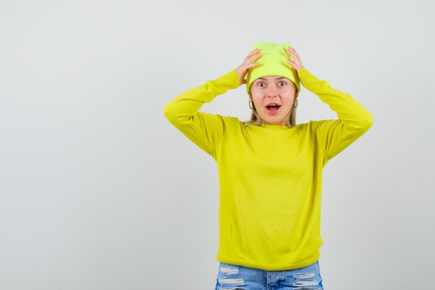 Expressive young woman posing