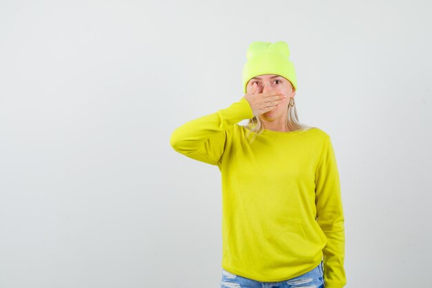 Expressive young woman posing