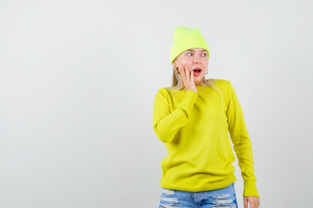 Expressive young woman posing