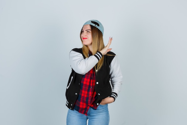 Expressive young woman posing