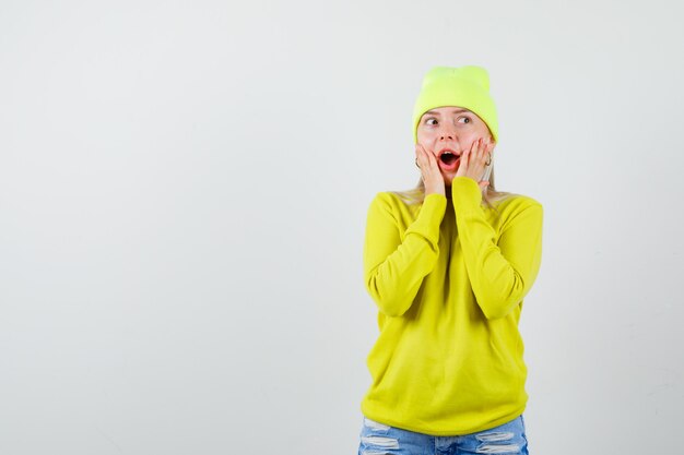 Expressive young woman posing