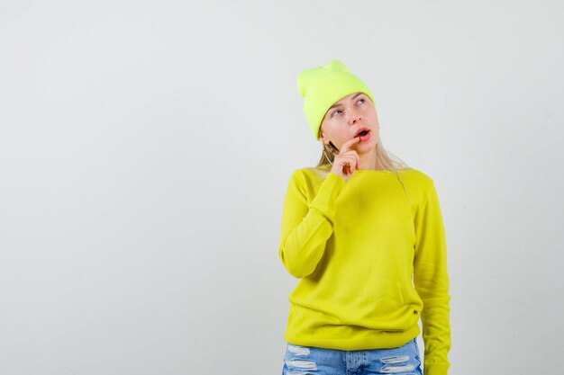 Expressive young woman posing