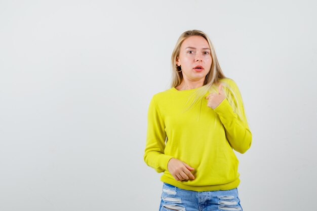 Expressive young woman posing