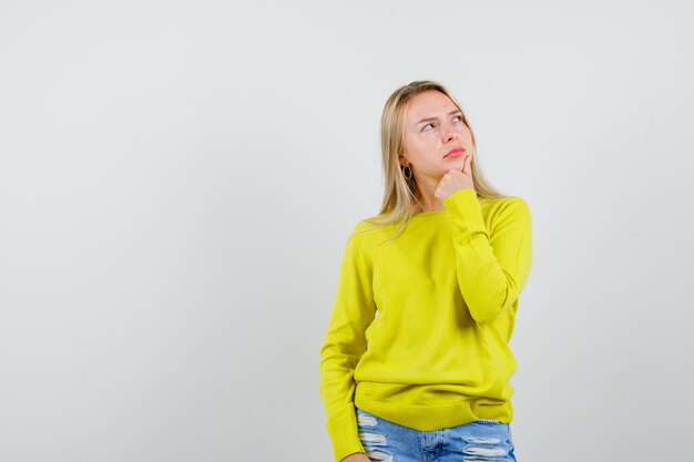 Expressive young woman posing