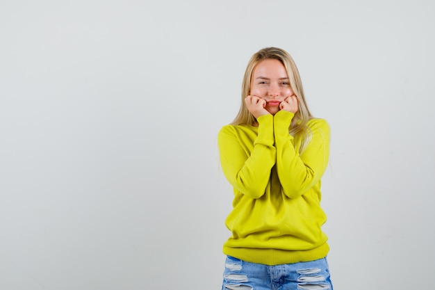 Expressive young woman posing