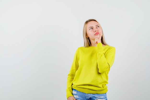 Expressive young woman posing