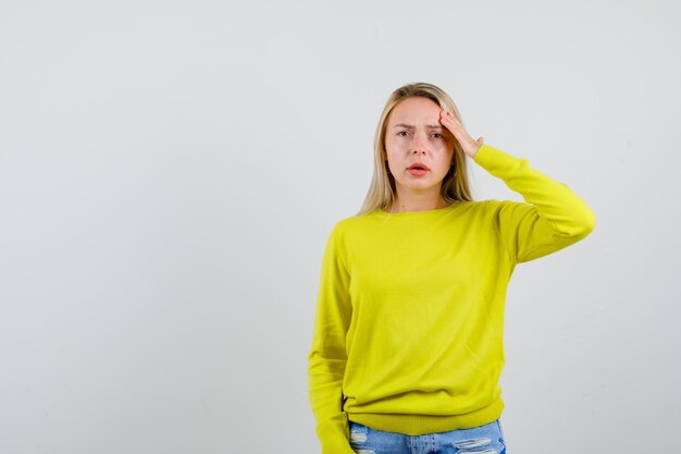 Expressive young woman posing