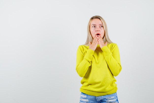 Expressive young woman posing