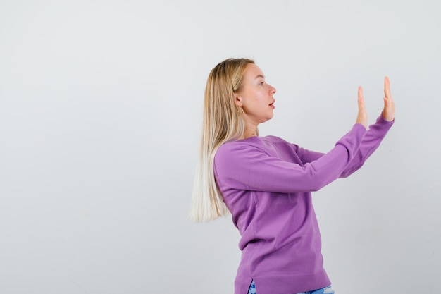 Expressive young woman posing