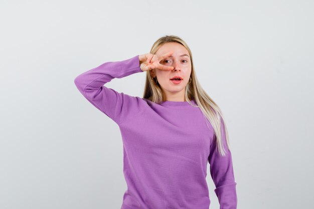 Expressive young woman posing