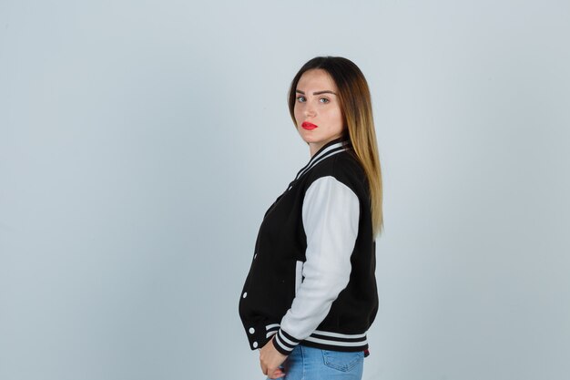 Expressive young woman posing