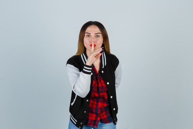 Expressive young woman posing