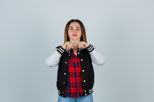 Expressive young woman posing