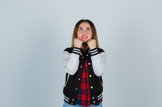 Expressive young woman posing