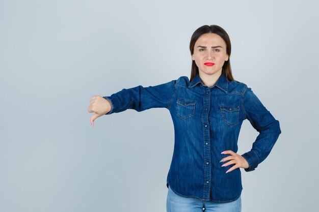 Expressive young woman posing