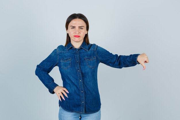 Expressive young woman posing