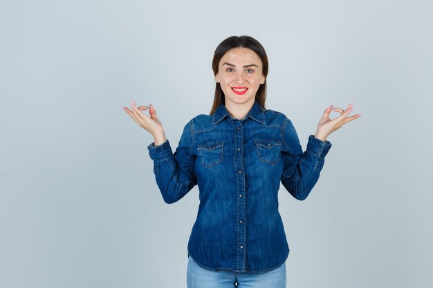 Expressive young woman posing