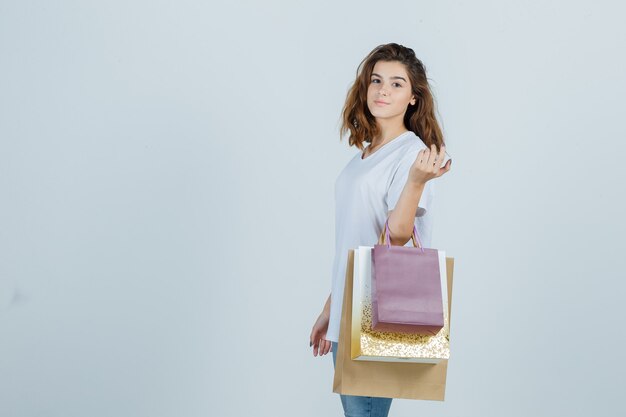 Expressive young woman posing