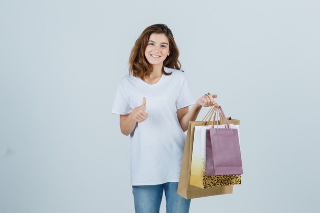 Expressive young woman posing