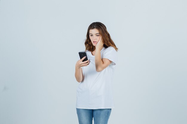 Expressive young woman posing