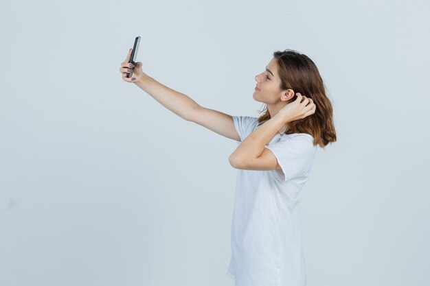 Expressive young woman posing