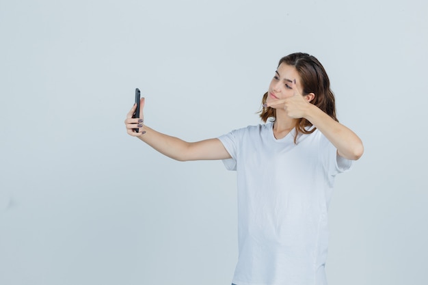 Expressive young woman posing