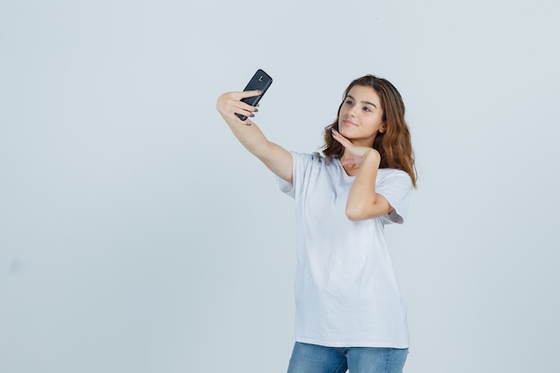 Expressive young woman posing