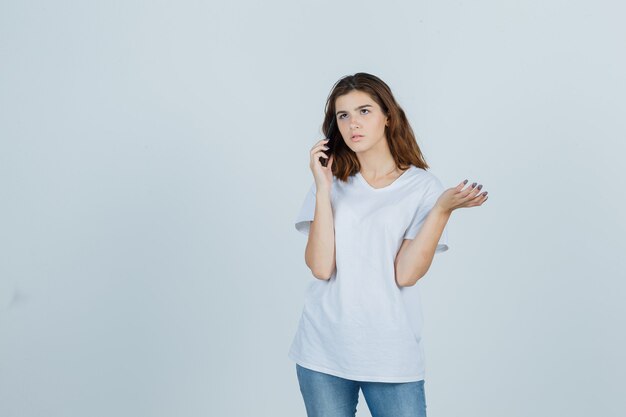 Expressive young woman posing