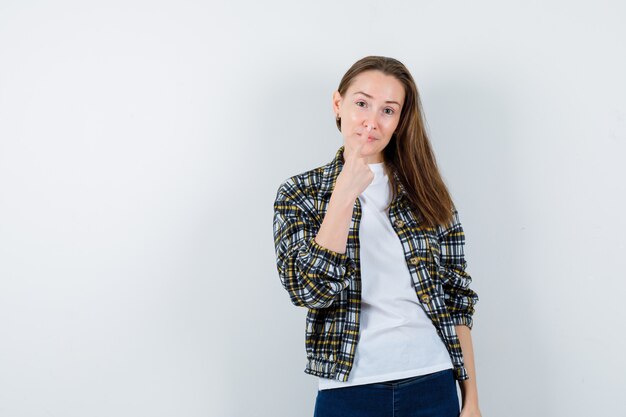 Expressive young woman posing