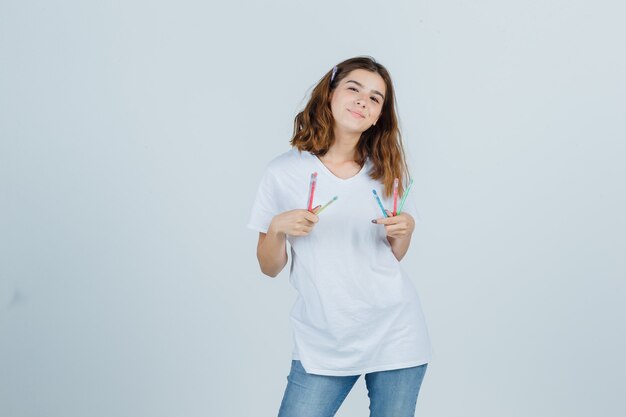 Expressive young woman posing