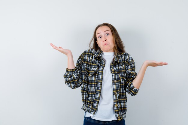 Expressive young woman posing