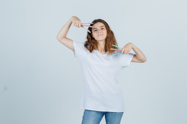 Expressive young woman posing