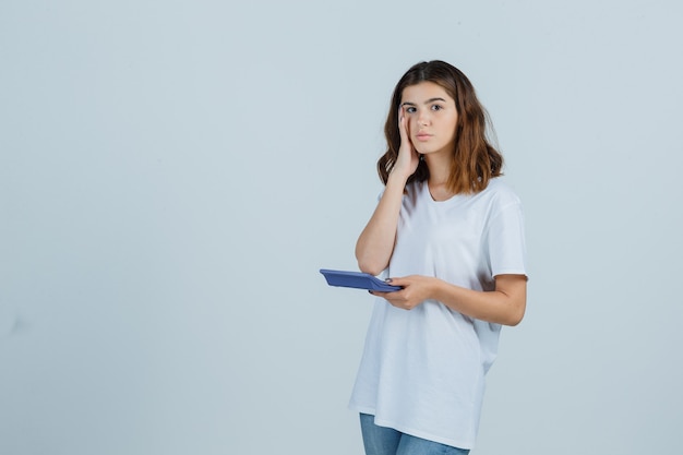 Expressive young woman posing