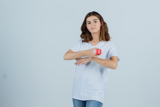 Expressive young woman posing