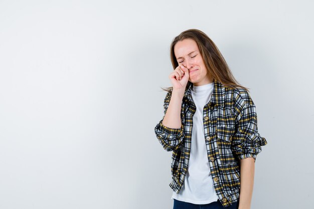 Expressive young woman posing