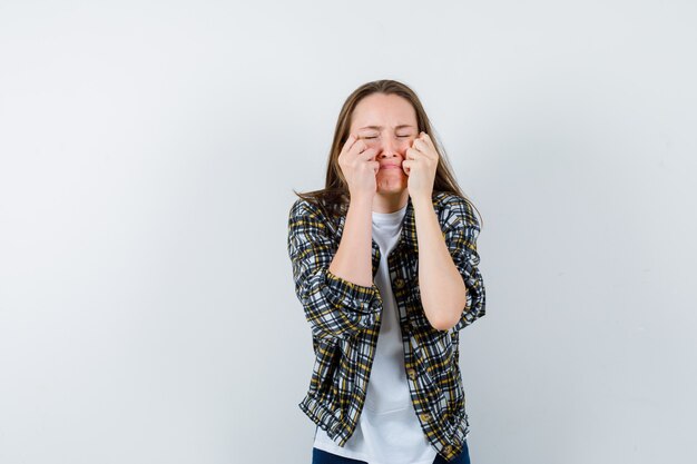 Expressive young woman posing